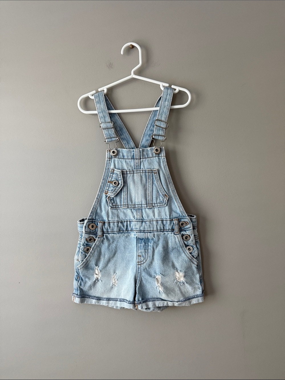 Light Blue Denim Kids' Short Overalls size 6